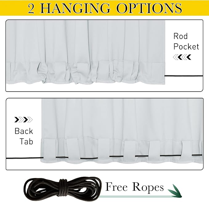 NICETOWN 2 Panels Outdoor Curtains Waterproof Extra Long 95" - Image 7