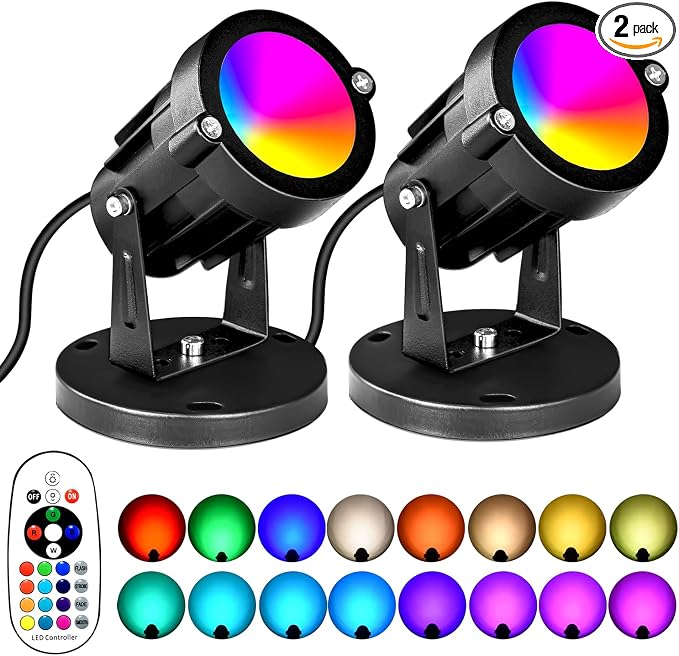 5W RGBW Landscape Lights, 16 Color Changing Spotlight 110V 120V Outdoor by Aoaxl
