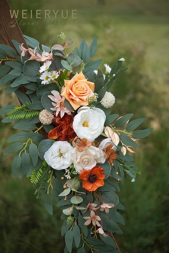 Artificial Flower Swag Kit, 2 Pieces, Caramel and White Silk Blend