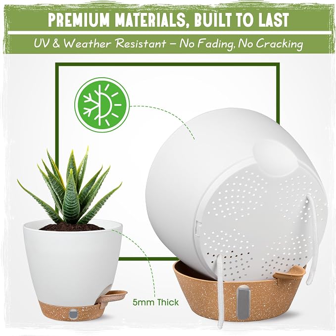 Self-Watering Pots for Indoor Plants 4 Pack, 6/8/10/12 Inch Outdoor Planters - Image 5
