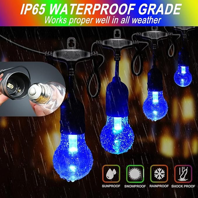 Outdoor String Lights, 35 Ft Multicolor LED with Remote