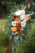 Artificial Flower Swag Kit, 2 Pieces, Caramel and White Silk Blend