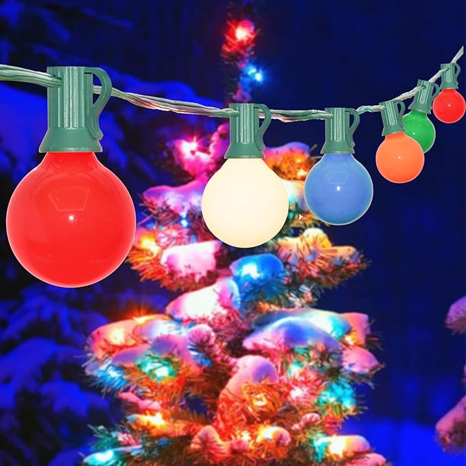 String Lights 25 Ft G40 Ceramic Multicolor Bulbs for Outdoor Use