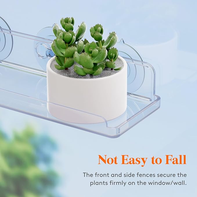 Lifewit Window Plant Floating Shelves 14.6x3.6, 4 Pack Acrylic Suction Cup Shelf - Image 7