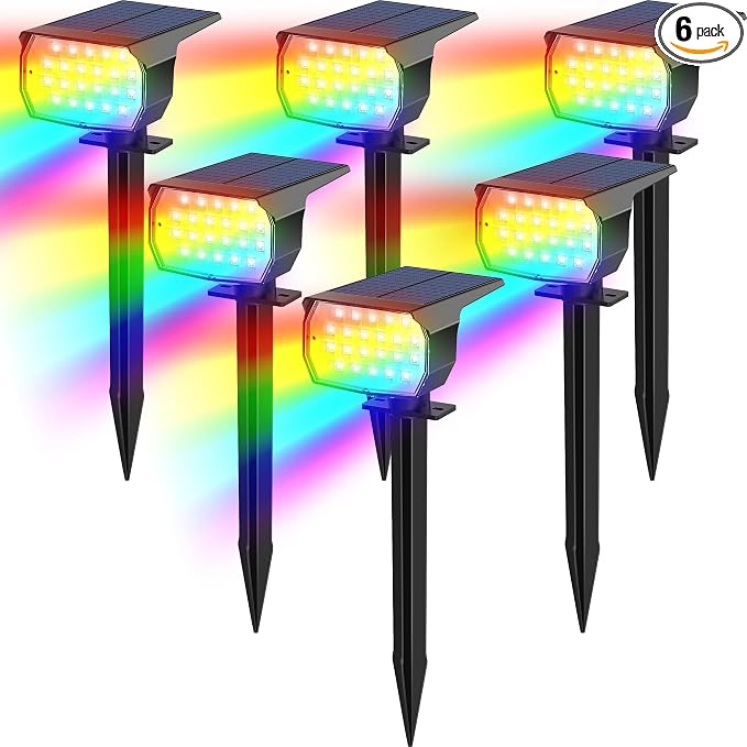 Solar Color Changing Spot Lights Outdoor Waterproof Colored RGB Solar Powered by TadyrealSolarLights