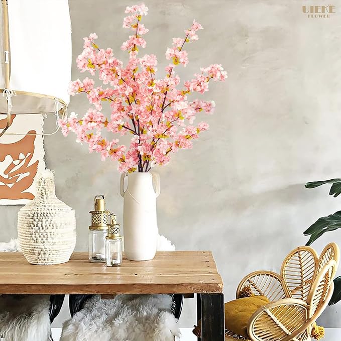Artificial Cherry Blossom Branches, Pink Silk, 39.3 in, Set of 3