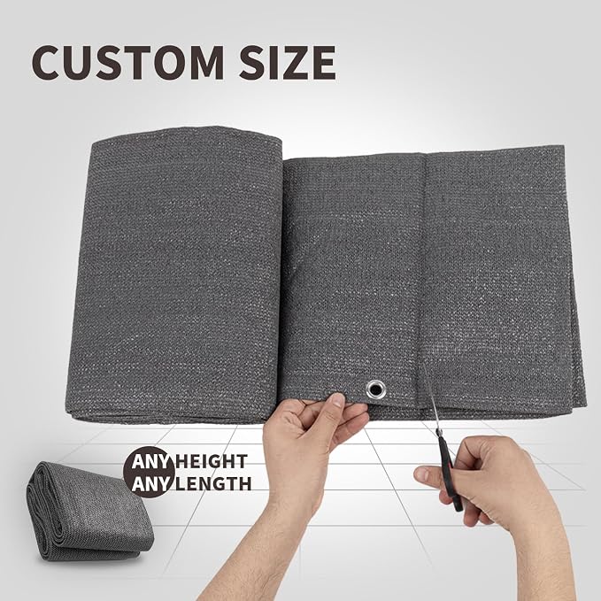 LOVE STORY Custom Size 2'6''x14' Dark Grey Balcony Privacy Screen, UV Block - Image 2