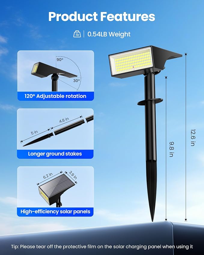 Koicaxy Solar Lights Outdoor Waterproof 4 Pack IP65, 100 LEDs 4 Light Modes - Image 5