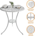 Bistro Set 3-Piece White Cast Aluminum Patio Table and 2 Chairs