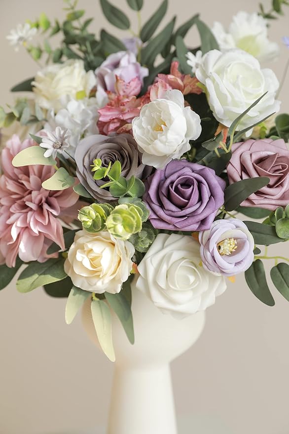 Artificial Flowers in Light Purple, 31 Flower Heads with Wired Stems