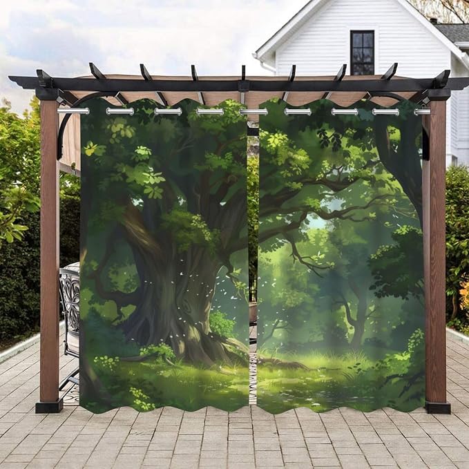 Nature Theme Waterproof Outdoor Curtains by Lirduipu