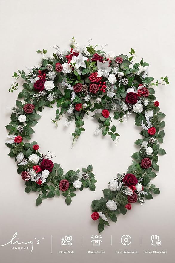 Artificial Flowers Garland, 9 FT Silk Eucalyptus Vine for Wedding Tables