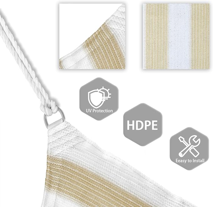 Patio Paradise 9' x 9' x 9' Sun Shade Sail Triangle Canopy Shade Cloth Fabric - Image 3
