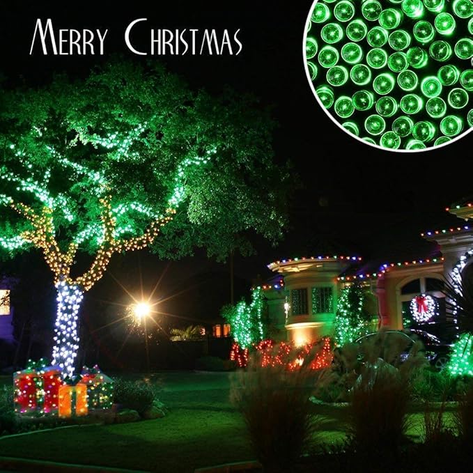String Lights, Green 72ft Solar Outdoor Lights with 8 Modes