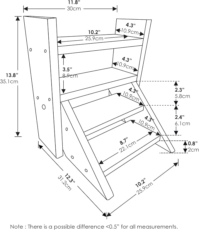 Furinno TIOMAN Plant Stand Indoor Outdoor, Tabletop Mini Ladder Planter Stand - Image 7