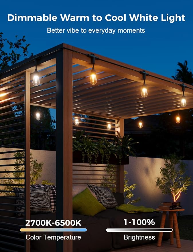 XMCOSY+ Smart Outdoor String Lights, 72.5Ft Patio Lights Waterproof, App Control - Image 4