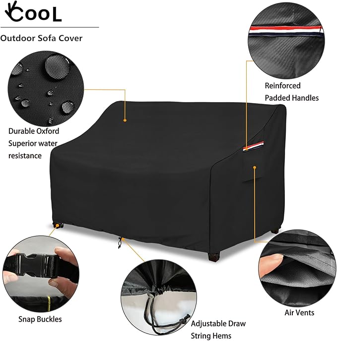Sofa Cover, Waterproof Polyester Loveseat Cover, Black