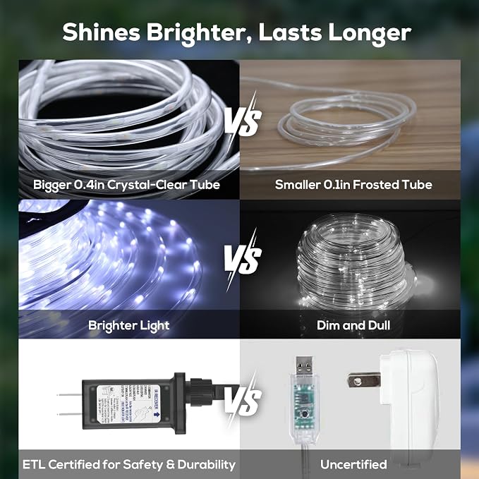 50FT 360 LED Waterproof Rope Lights Outside - Image 6