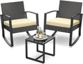 3 Pieces Porch Furniture Set Patio Rocking Bistro Set Outdoor Patio Chairs by Qsun