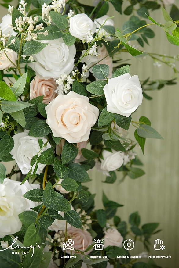 Artificial Eucalyptus Flower Garland, 6 Ft Runner in White