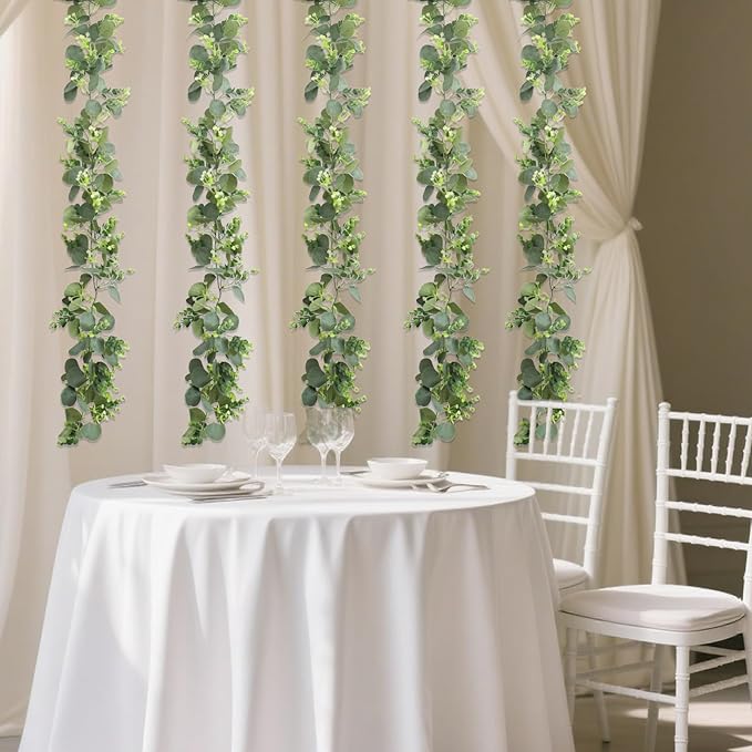 Artificial Eucalyptus Garland, 2-Pack, 5.9 Ft Green Faux Greenery