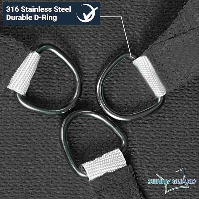 SUNNY GUARD Custom Size 8'x8'x11.3'Graphite Grey Sun Shade Sail Right Triangle - Image 6