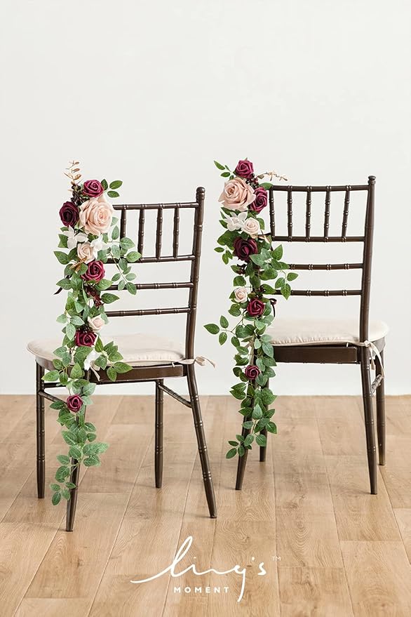 Artificial Flower Wedding Chair Swags, 10 Pack, Blush & Marsala