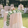 Artificial Eucalyptus Garland with Roses, 2-Piece Set, Green and White