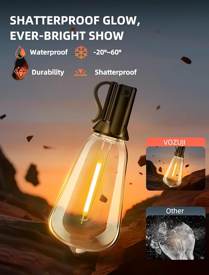 Outdoor Patio String Lights 100ft: ST38 LED Shatterproof Bulbs 3 Modes Button - Image 3