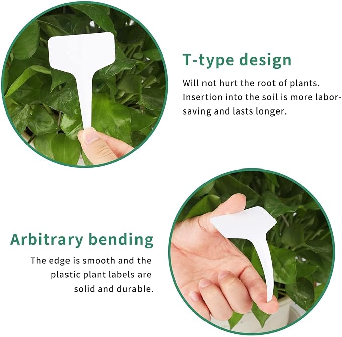 KINGLAKE 100 Pcs 6 x10cm Plastic Plant T-Type Tags Nursery Garden Labels - Image 3