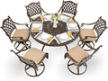 7-Piece Cast Aluminum Patio Furniture, Patio Dining Set by Unknown
