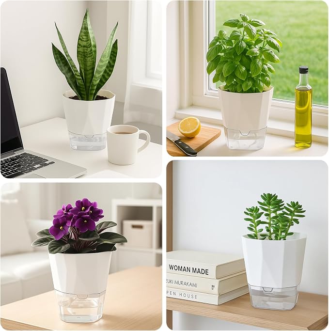 12 Pack Self Watering Pots for Indoor Plants, 5 Inches Self Watering Planters - Image 7
