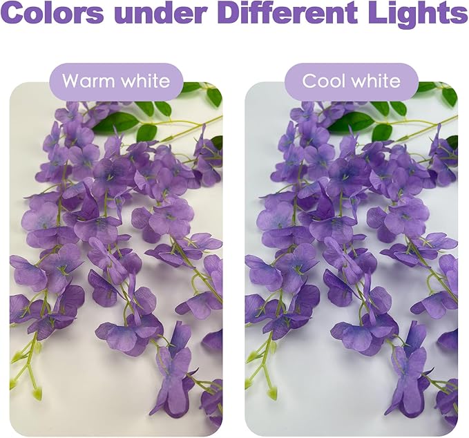 Artificial Wisteria Flower Vines, 48 Pack, Light Purple