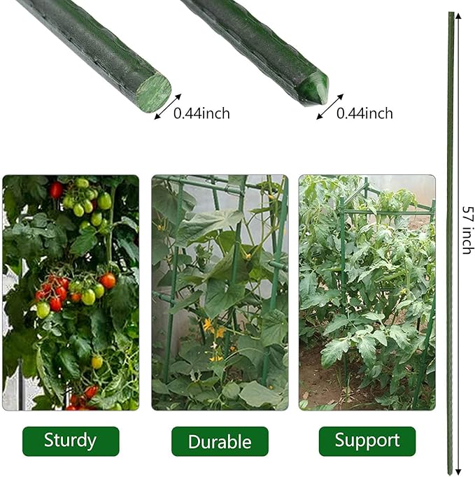 Garden Plant Stakes 57 Inch Steel Plant Stick Support, 25 Pack Tomato Stakes - Image 3