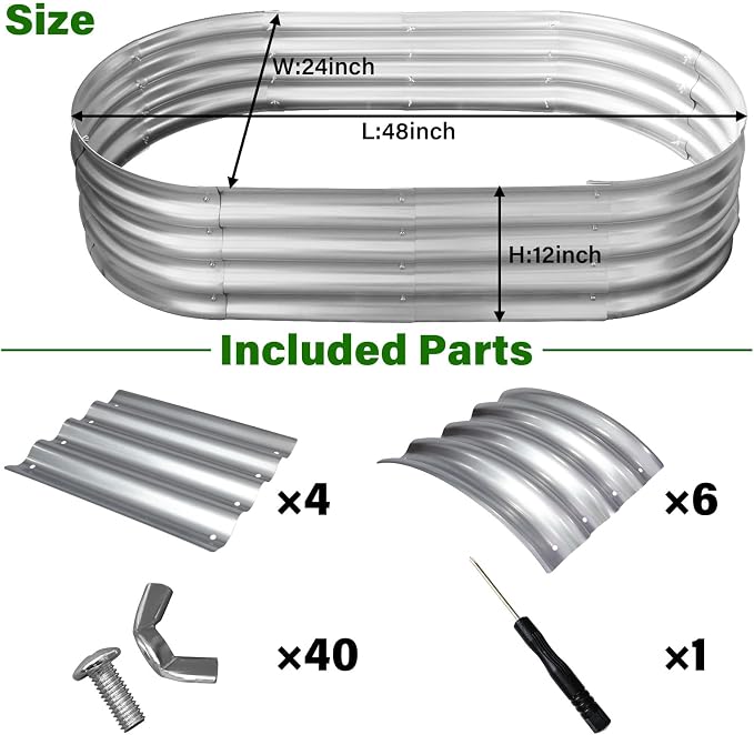 Galvanized Raised Garden Bed for Outdoor: 4X2X1ft Durable Metal Vegetable Plant - Image 5