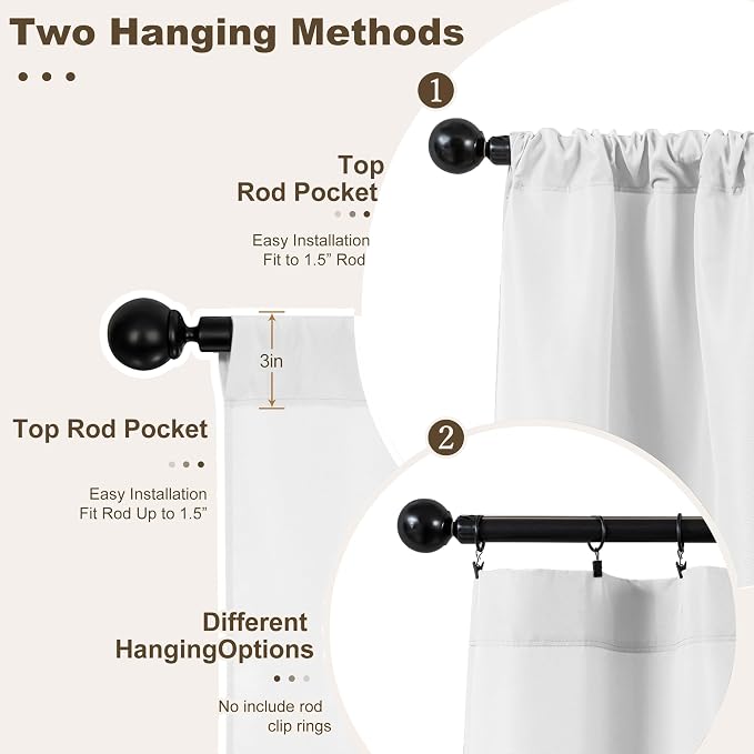 Outdoor Curtains 6 Panel Set, Waterproof UV Blocking, White 54 x 84 Inch