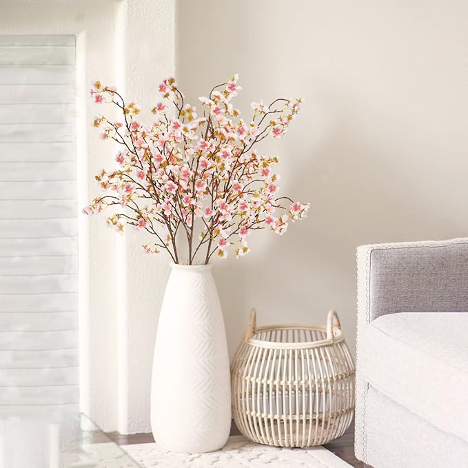Artificial Cherry Blossom Branches, Pink Silk Flowers, 40.5 Inch