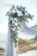 Artificial Flower Arch Swag Kit, Dusty Blue Silk, 4-Piece Set