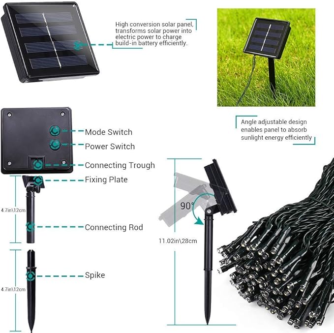 String Lights - 72 Ft Solar Powered LED Outdoor Lights, White