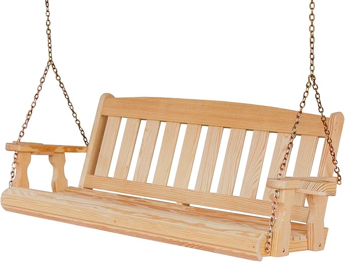Amish Casual Heavy Duty Mission Treated Porch Swing, Unfinished, 8Ft Chains by AmishCasual