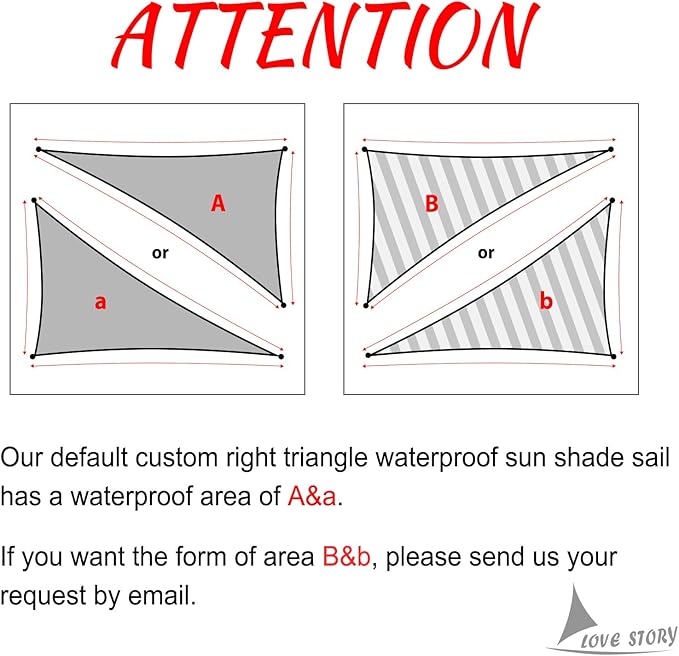 LOVE STORY Rigth Triangle 6'x7'x9.2' Waterproof Sun Shade Sail Canopy UV Block - Image 2