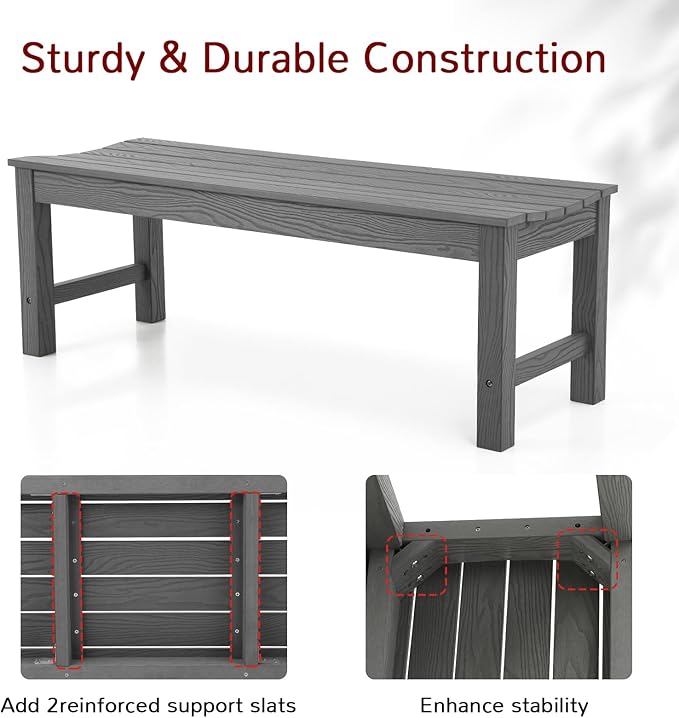 Stoog Outdoor Benches Set of 2, 2-Person Backless Patio Bench, All-Weather HIPS - Image 5