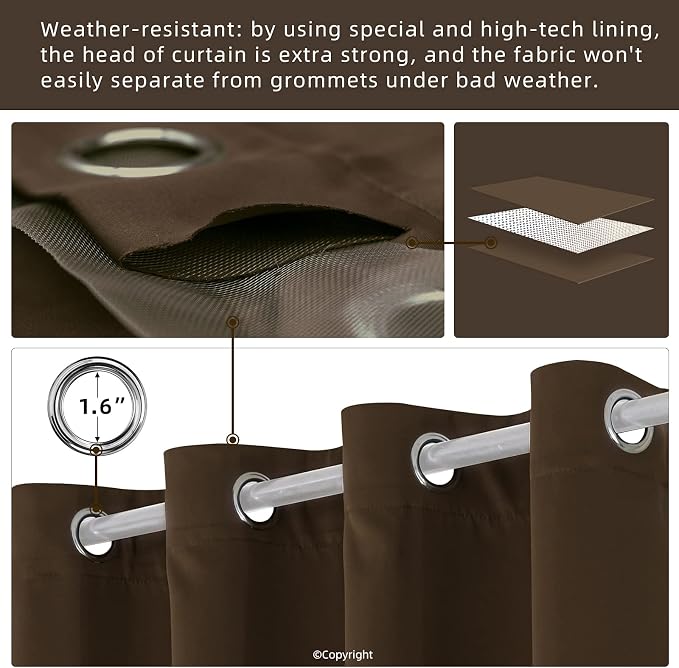 DIVA EN CAMINO DEC Outdoor Patio Curtain Waterproof Darkening Thermal Insulated - Image 3