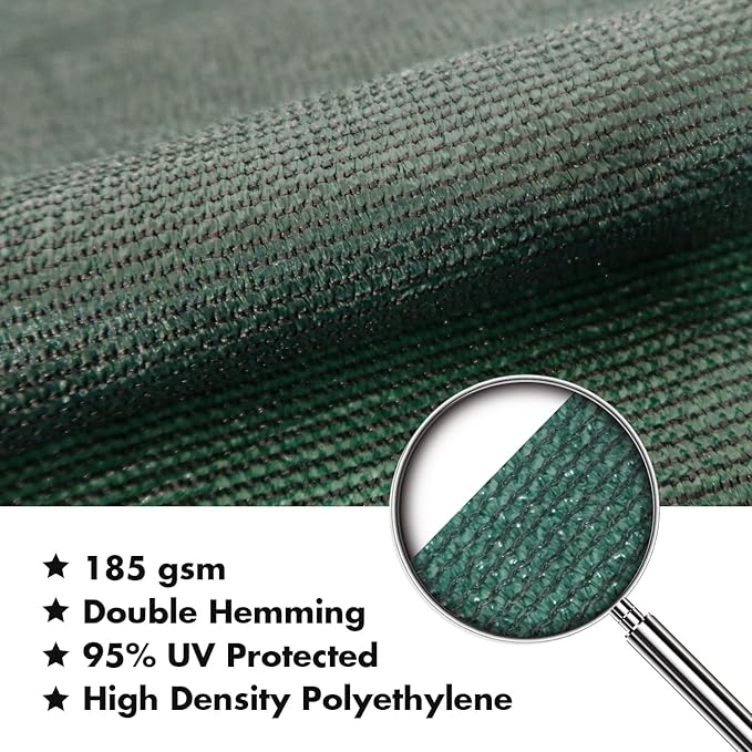 KANAGAWA 6'X20' Dark Green Custom Size Sun Shade Sail Rectangle UV Block Canopy - Image 4