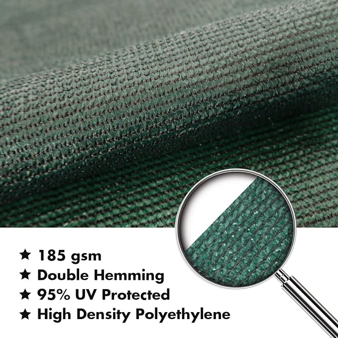 KANAGAWA 6'X10' Dark Green Custom Size Sun Shade Sail Rectangle UV Block Canopy - Image 4