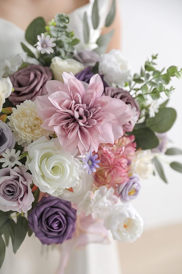 Artificial Flowers in Light Purple, 31 Flower Heads with Wired Stems