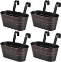 OBTANIM 4 Pack Metal Hanging Flower Pots Iron Railing Planter Outdoor Fence by OBTANIM