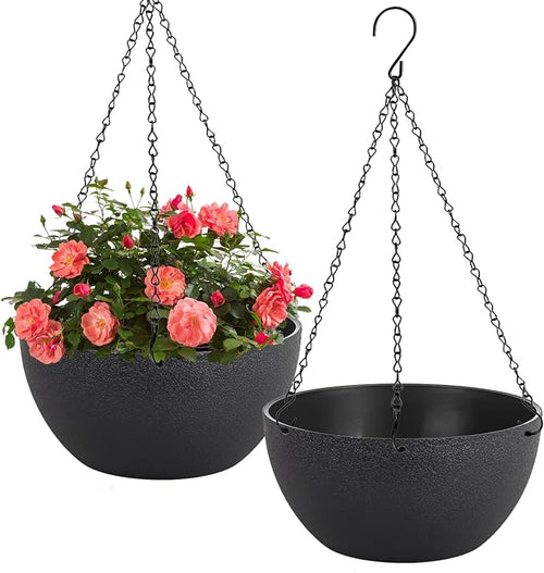 12 inch Hanging Planters for Indoor Plants, 2 Pack Planters for Outdoor Plants by HIGSEEU