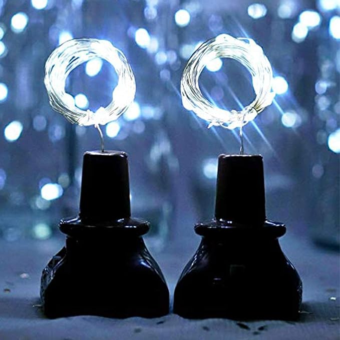 String Lights for Wine Bottles, Solar, 12 Pack, Cool White LED