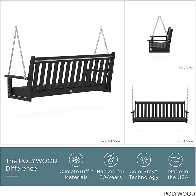 POLYWOOD GNS60BL Vineyard 60" Outdoor Swing - Image 2